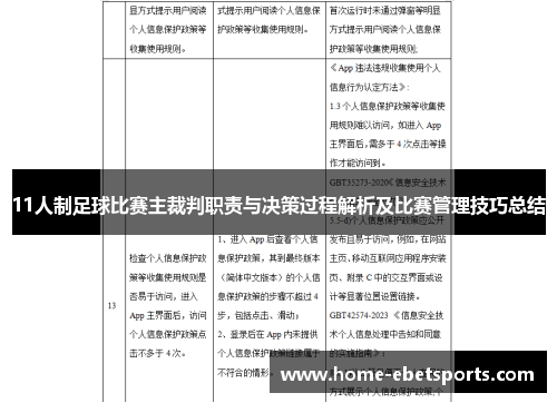 11人制足球比赛主裁判职责与决策过程解析及比赛管理技巧总结